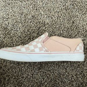 Vans Pink Checkered Slip On